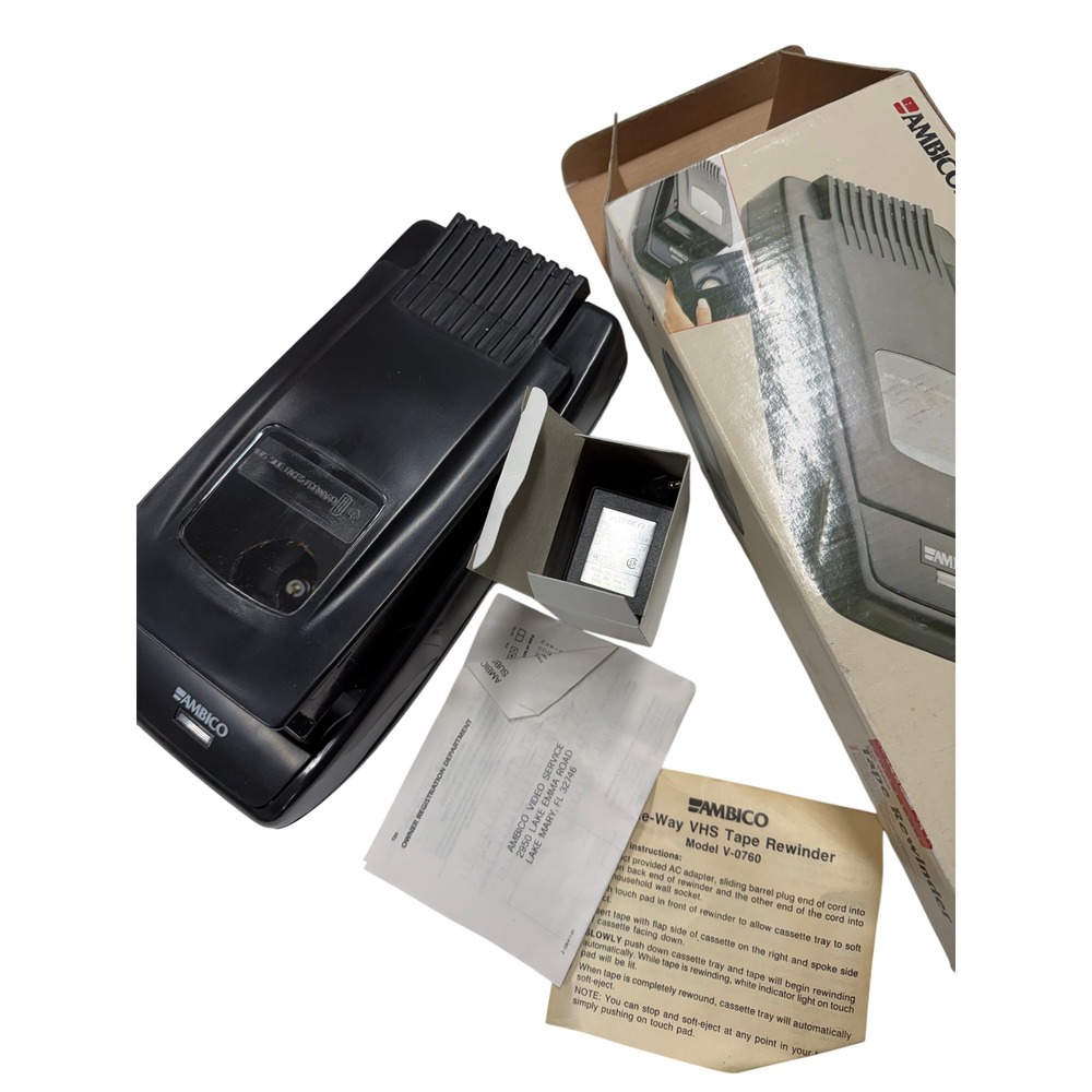 Ambico V-0760 Automatic One-Way VHS Tape Rewinder with Box and AC Adapter